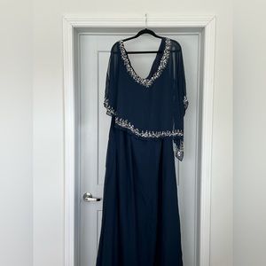 TS Couture- formal navy asymmetrical top